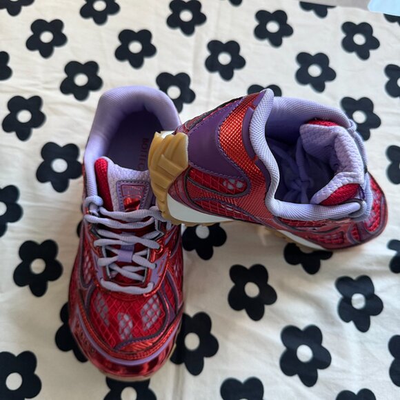 Bottega Veneta Orbit Metallic Red Wisteria Low Top Sneakers - Picture 7 of 9